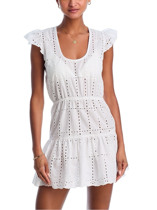 Aqua Other - Aqua Tank Eyelet Cover-up Dress White Women's Size Medium New